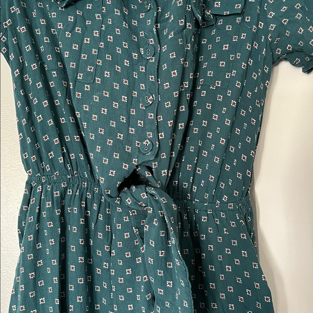 Universal Thread Teal Patterned Cropped Jumpsuit - image 3